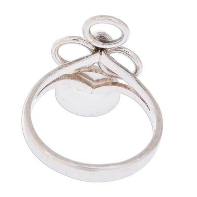Jade cocktail ring, 'Trinity of Faith' - Modern Guatemalan Sterling Silver Jade Ring