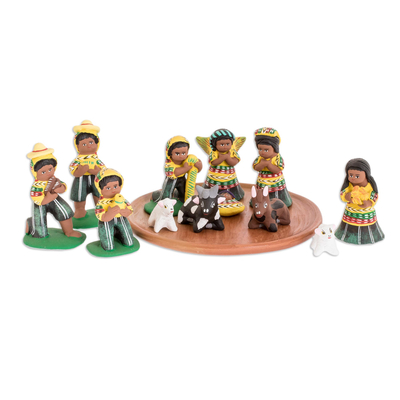 Ceramic nativity scene, 'San Juan Nativity' (set of 13) - Ceramic Nativity Scene Sculpture (Set of 13)