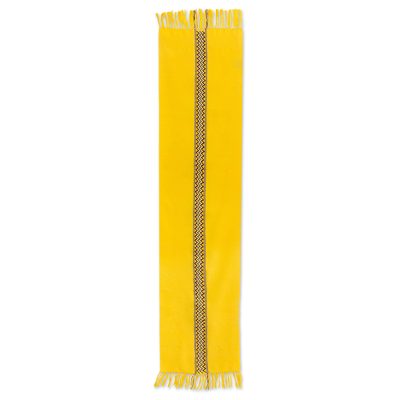 Cotton table runner, 'Maya Sun' - Artisan Crafted Cotton Runner Table Linen