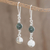 Jade dangle earrings, 'Maya Aesthetic' - Central American Sterling Silver Jade Dangle Earrings