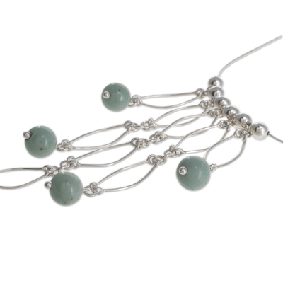 Collar de cascada de jade - Collar de jade de cascada de plata esterlina centroamericana