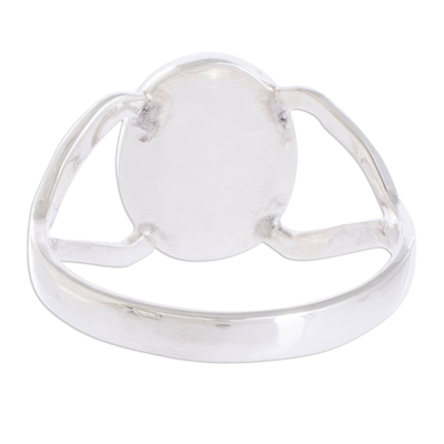 Jade cocktail ring, 'Mixco Lady' - Artisan Crafted Modern Sterling Silver Jade Ring