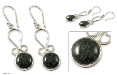 Jade dangle earrings, 'Polochic River' - Jade dangle earrings