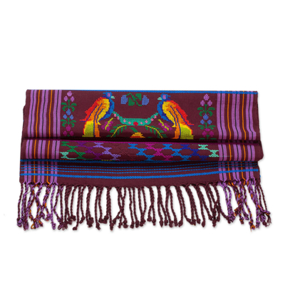 Cotton table runner, 'Colorful Quetzal' - Central American Handwoven Cotton Table Runner