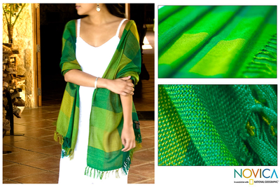 Maya shawl, 'Maya Wind Spirit' - Guatemalan Unique Rayon Shawl