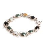 Jade and yellow quartz link bracelet, 'Jocotenango Rainbow' - Handcrafted Sterling Silver Link Jade Bracelet