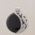 Jade pendant necklace, 'Quetzal Eclipse' - Sun and Moon Sterling Silver Pendant Jade Necklace (image 2) thumbail