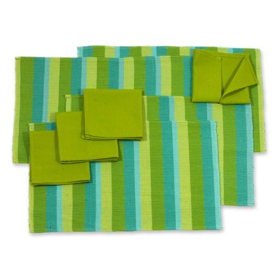 Cotton placemats and napkins, 'Casaca Morn' (set for 4) - Modern Cotton Placemat and Napkin Set of 4