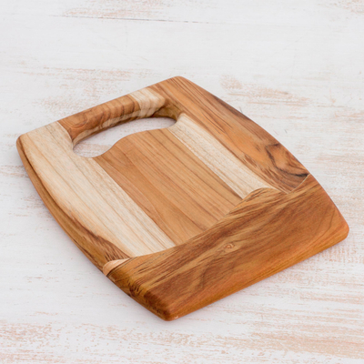 Teak wood cutting board, 'Surf' - Handcrafted Teak Wood Cutting Board