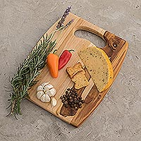 Teak wood cutting board, 'Barrel' - Wood Cutting Board Kitchen Accessory