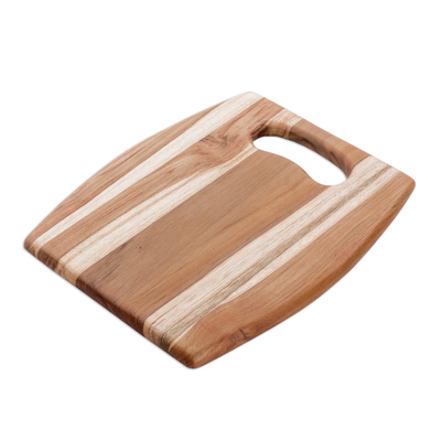Teak wood cutting board, 'Barrel' - Wood Cutting Board Kitchen Accessory