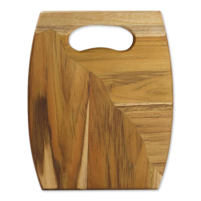 Teak wood cutting board, 'Volcano' - Unique Wood Cutting Board 