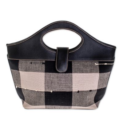 Cotton and leather handbag