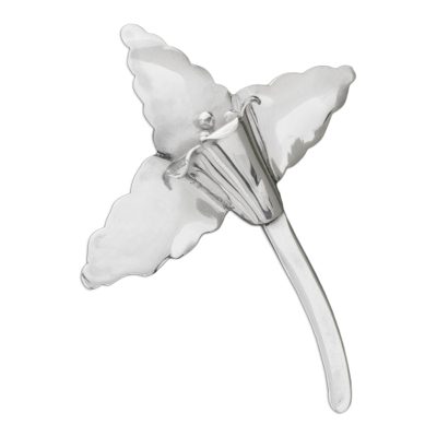 Sterling silver brooch pin, 'White Nun Orchid' - Sterling silver brooch pin
