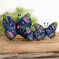Ceramic sculptures, 'Antigua Butterflies' (set of 3)