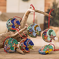 Ceramic ornaments (Set of 6),'Festive Night'