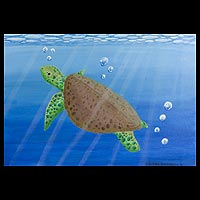 'Let's Save Them' - Acrylic on Canvas Sea Turtle Painting