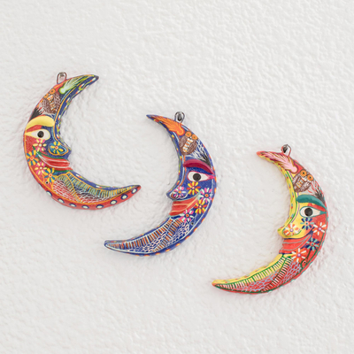 Ceramic wall adornments, Crescent Moon Magic (set of 3)