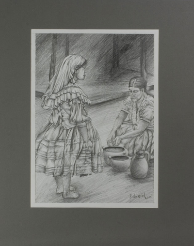 Graphite Drawing with Mat Board Frame