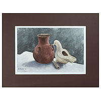 'Clay Jar and Dove' - Still Life Realist Painting