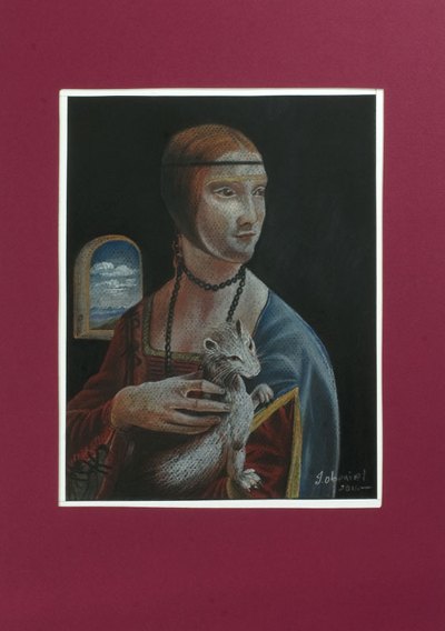 'Lady with an Ermine' - Pastel Realist Painting