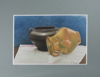 'Clay Jar and Pot' - Central American Still Life Realist Painting