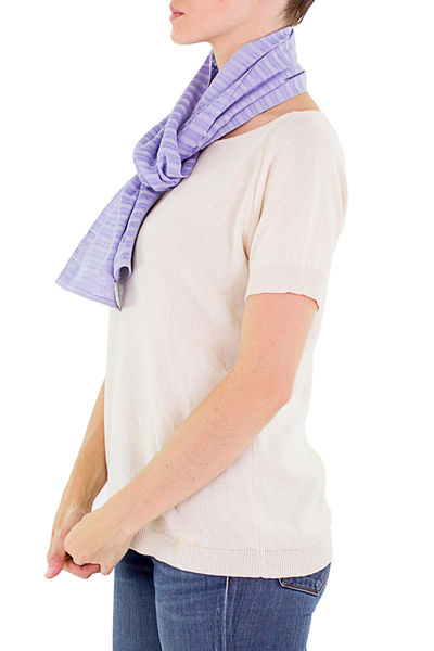 Cotton scarf, 'Spring Lily' - Cotton scarf