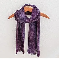 Rayon chenille scarf, 'Orchid Dreamer' - Rayon Chenille Scarf