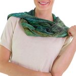Rayon chenille scarf, 'Emerald Dreamer' - Handcrafted Rayon Chenille Scarf