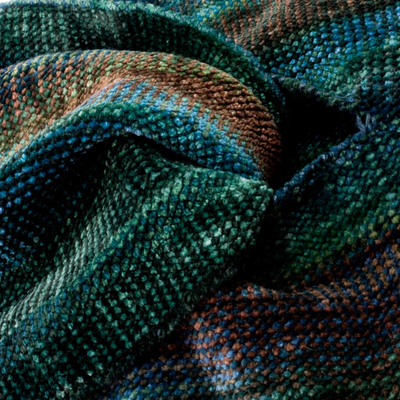 Rayon chenille scarf, 'Emerald Dreamer' - Handcrafted Rayon Chenille Scarf