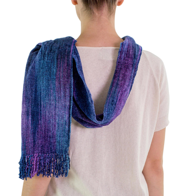 Cotton blend scarf, 'Sapphire Dreamer' - Cotton Blend scarf