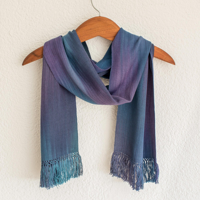 Rayon scarf, 'Solola Sapphire' - Women's Bamboo fibre Handmade Scarf