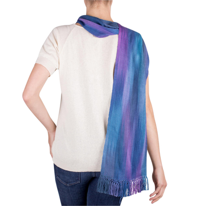 Rayon scarf, 'Solola Sapphire' - Women's Rayon Handmade Scarf
