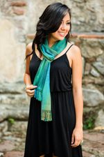 Rayon scarf, 'Solola Valley' - Handcrafted Rayon Scarf