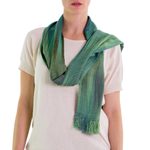 Rayon scarf, 'Solola Valley' - Handcrafted Rayon Scarf