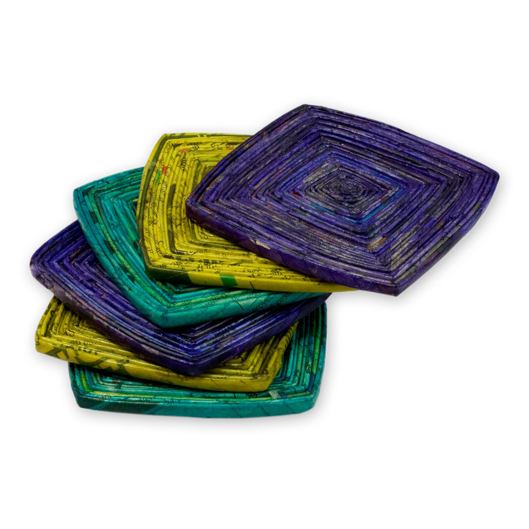 Handcrafted Recycled Paper Coasters (Set of 6) Tropical Glow NOVICA