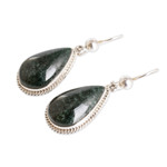 Jade dangle earrings, 'Sacred Quetzal' - Unique Sterling Silver Jade Dangle Earrings