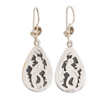 Jade dangle earrings, 'Sacred Quetzal' - Unique Sterling Silver Jade Dangle Earrings