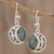 Jade dangle earrings, 'Quetzal Eclipse' - Hand Made Sterling Silver Dangle Jade Bird Earrings (image 2) thumbail