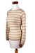 Cotton sweater, 'Horizon' - Women's Cotton Sweater with Ivory Jade Brown Stripes (image 2c) thumbail
