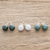 Jade stud earrings, 'Maya Moons' (set of 3) - Handmade Sterling Silver Jade Stud Earrings (Set of 3) (image 2b) thumbail