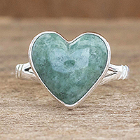 Jade heart ring, 'Love Immemorial'