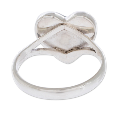 anillo de corazón de jade - Anillo de cóctel de jade de plata esterlina con forma de corazón único