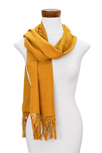 Handcrafted Cotton Solid Scarf with Fringe