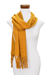 Cotton scarf, 'Maya Maize' - Handcrafted Cotton Solid Scarf with Fringe