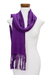 Cotton scarf, 'Maya Orchid' - Hand Made Central American Cotton Scarf with Fringe (image 2a) thumbail