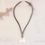 Leather pendant necklace, 'Jocotenango Glow' - Artisan Crafted Modern Sterling Silver Pendant Necklace (image 2) thumbail