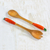 Cypress wood salad serving set, 'Cute Carrots' (pair) - Handcrafted Wood Serving Utensils (Pair) thumbail