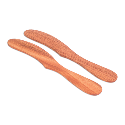 Cuchillos esparcidores de cedro, (par) - Cuchillos esparcidores de madera de cedro hechos a mano (par)