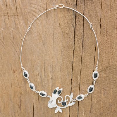 Jade pendant necklace, 'Q'anil' - Sterling Silver Jade Necklace